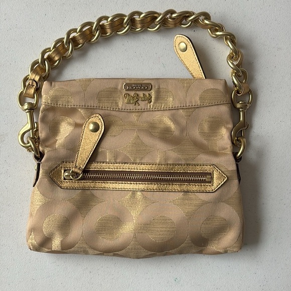Coach Amanda Foldover Clutch Bag Gold - Picture 1 of 7